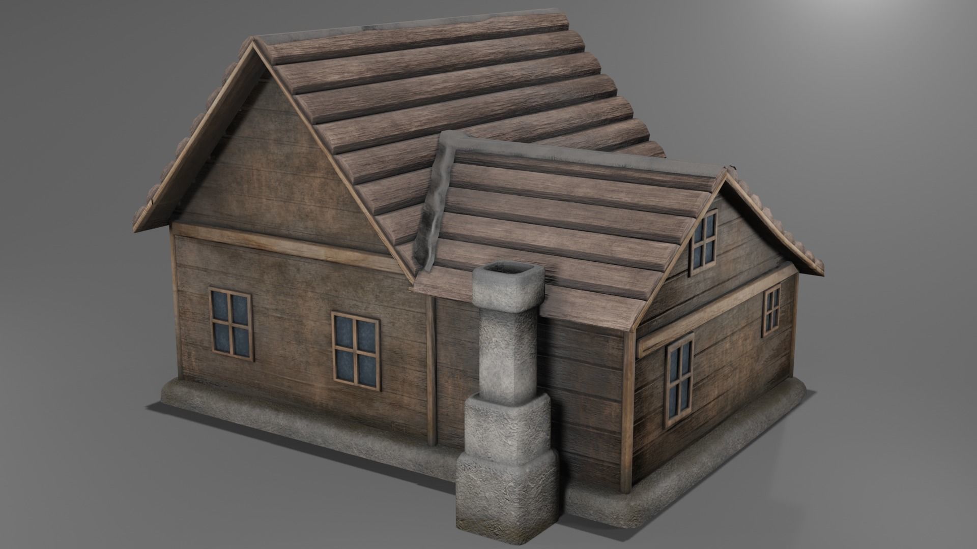 Old Wooden Tavern Low-poly 3D model_1
