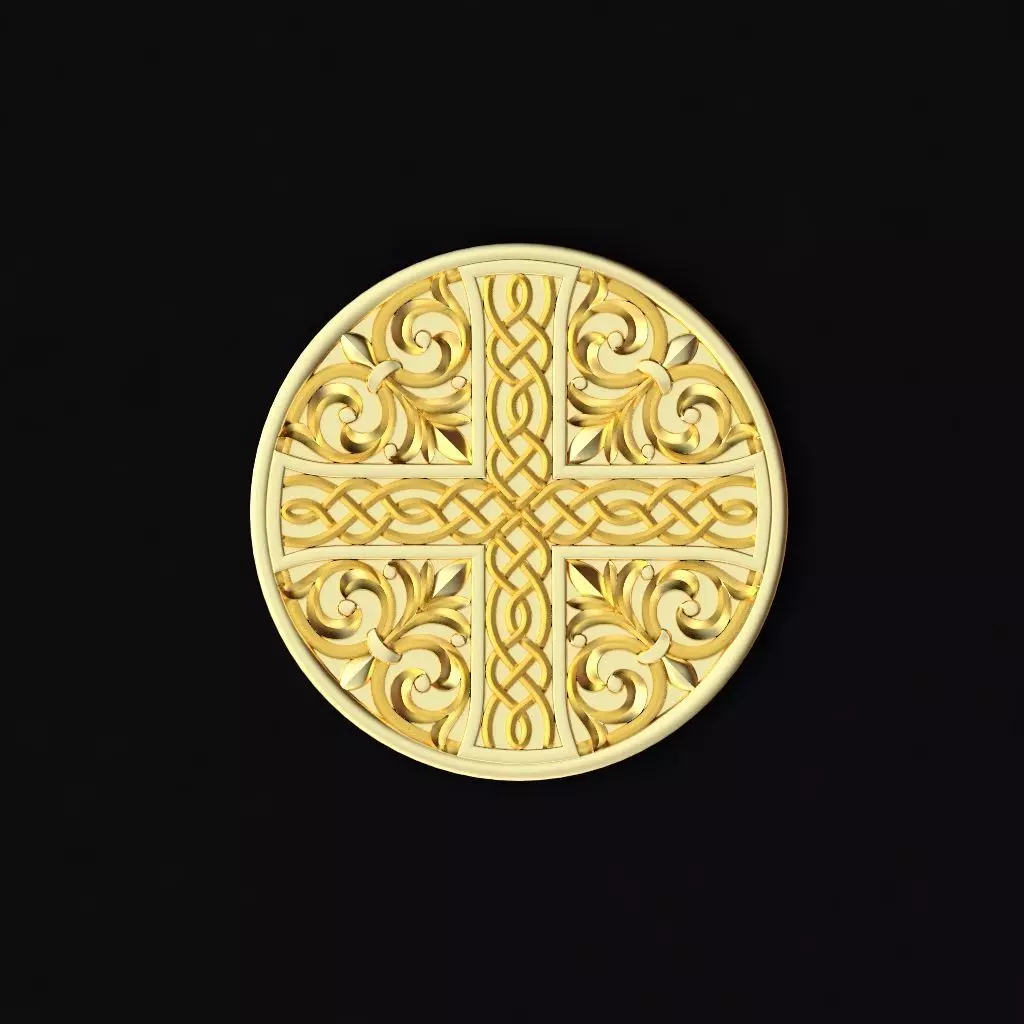 Central decor ornament for furniture 3D model_0