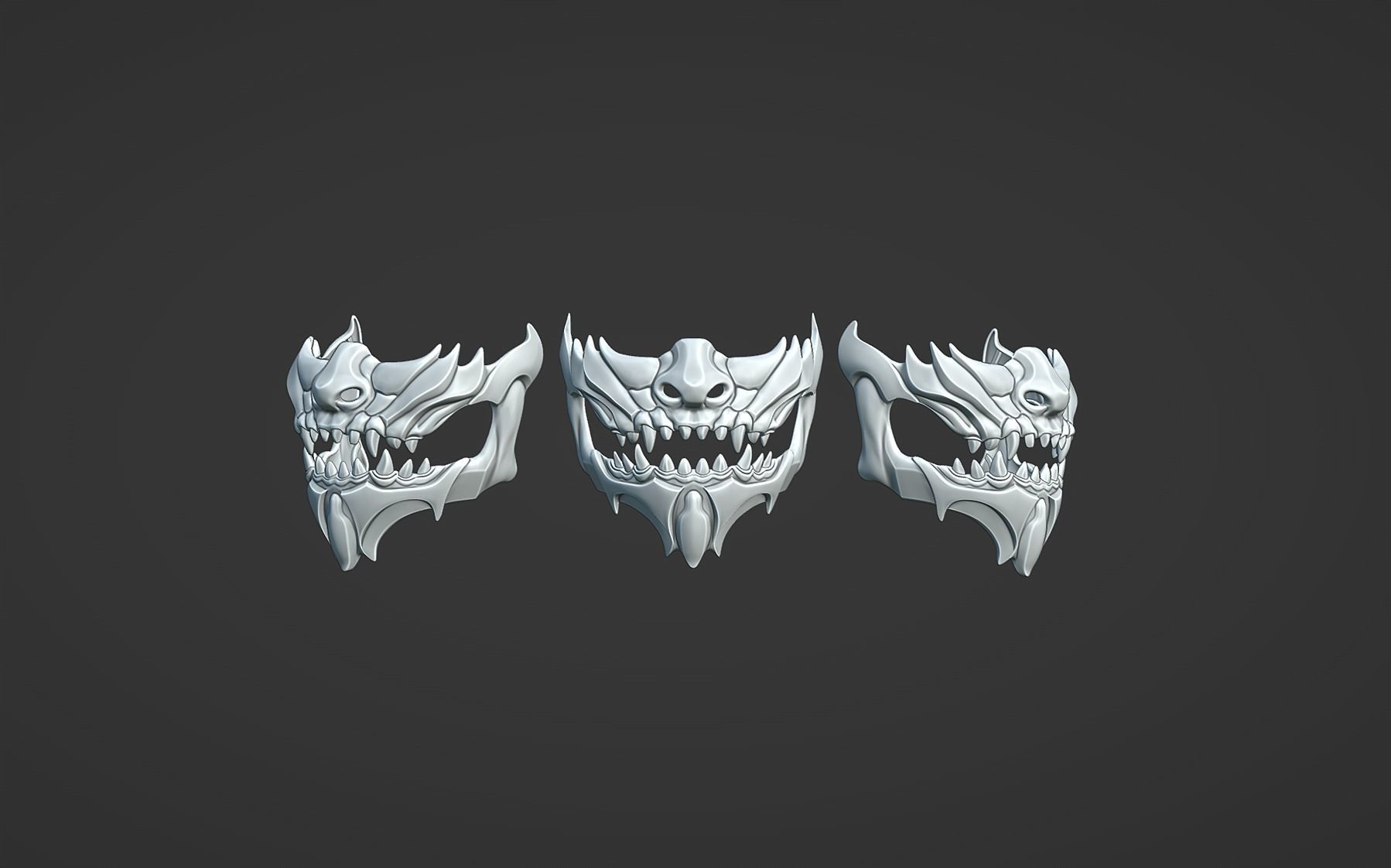 Oni Demon Mask 3D print model_7