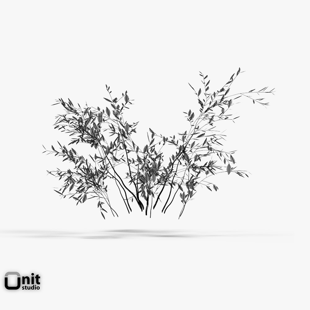 Bushes Collection - Set two plants in snow 3D model_6