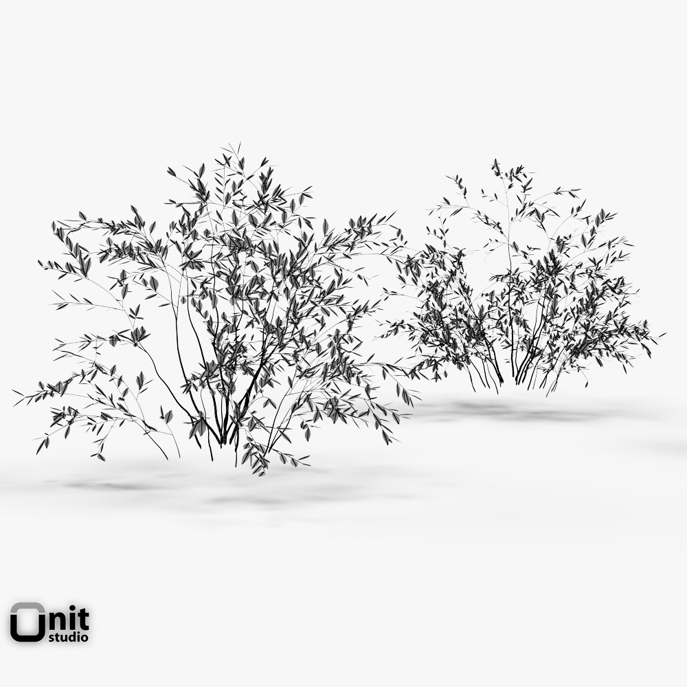Bushes Collection - Set two plants in snow 3D model_5
