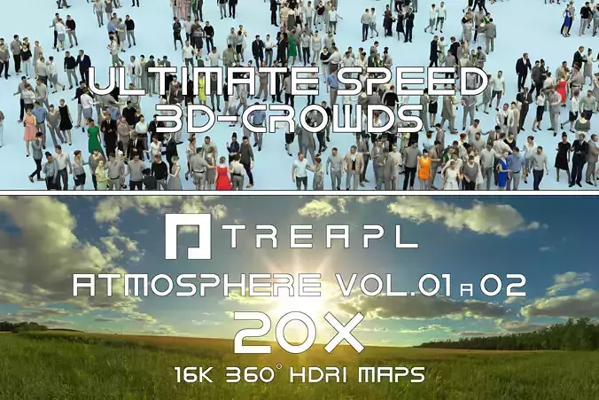 3D CROWDS ULTIMATE SPEED PEOPLE AND 20X HDRI SKY Texture