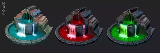 Stylized fountains set - PBR Game Ready 