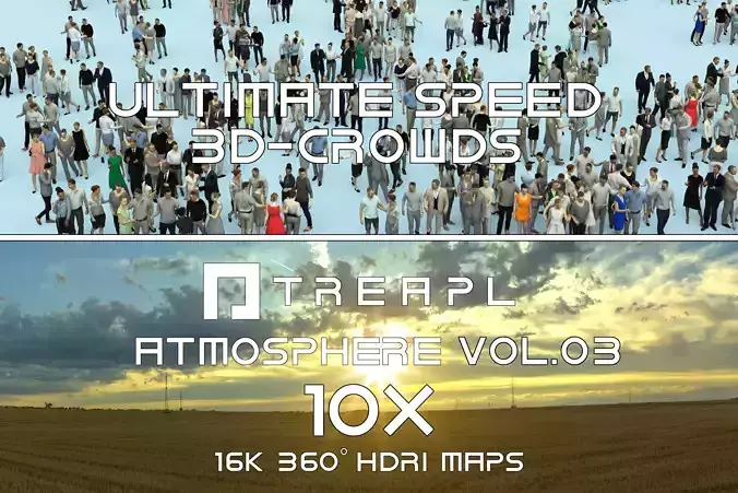 10X HDRI SKY VOL03 - ULTIMATE SPEED 3D CROWDS - PEOPLE 3D Model Collection