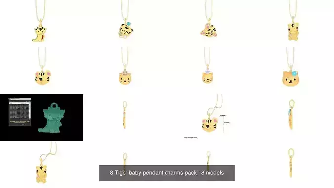 8 Tiger baby pendant charms pack 3D Model Collection