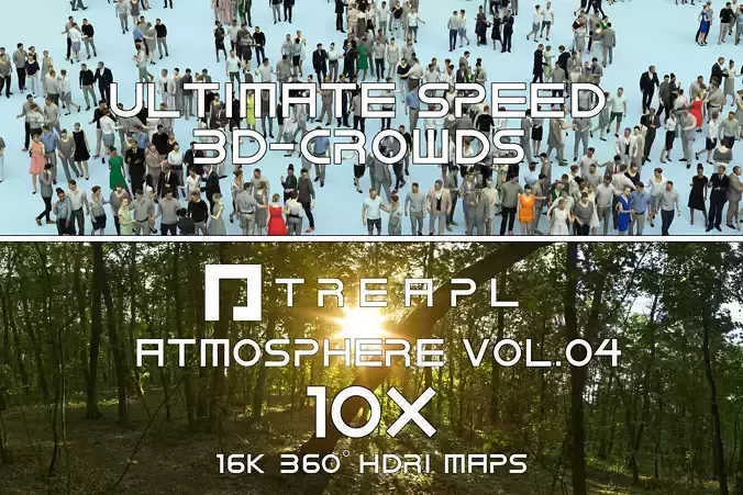 10X HDRI SKY VOL04 - ULTIMATE SPEED 3D CROWDS - PEOPLE 3D Model Collection