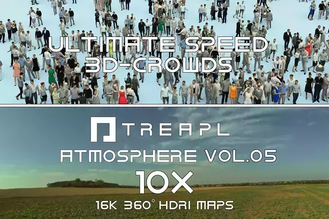 10X HDRI SKY VOL05 - ULTIMATE SPEED 3D CROWDS - PEOPLE 3D Model Collection