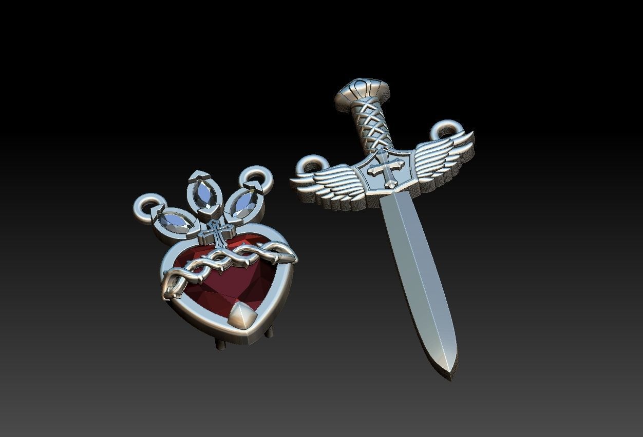 Michael Sword and Heart of Mary Scapular 3D print model_12