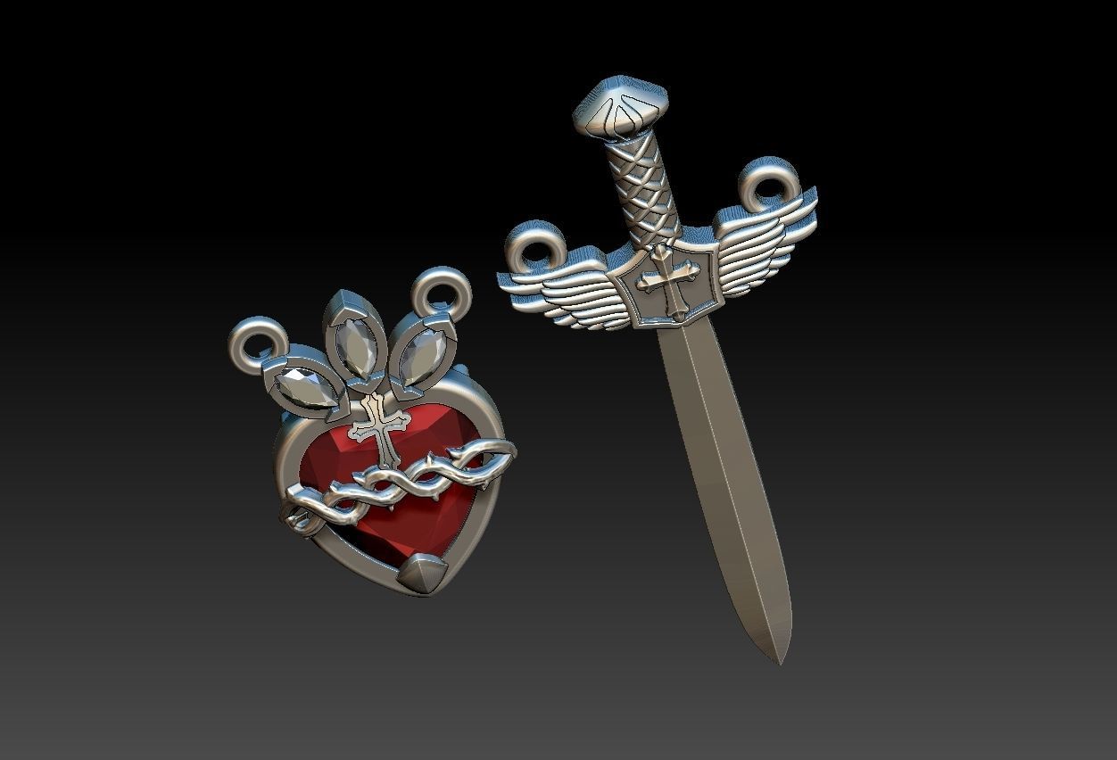 Michael Sword and Heart of Mary Scapular 3D print model_11
