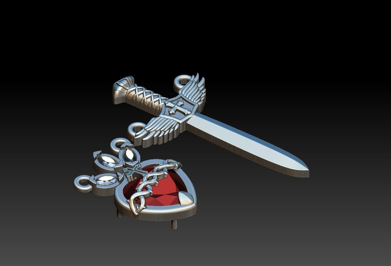 Michael Sword and Heart of Mary Scapular 3D print model_16