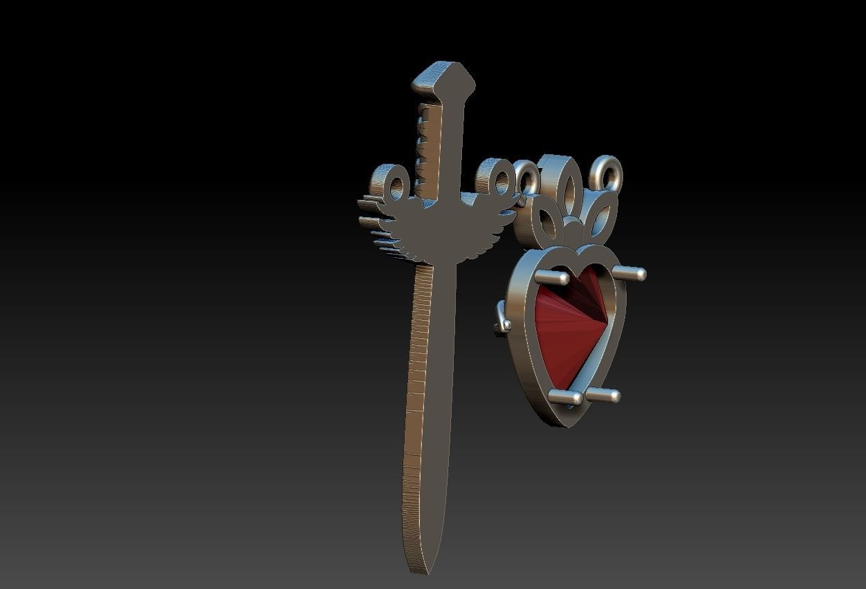 Michael Sword and Heart of Mary Scapular 3D print model_7