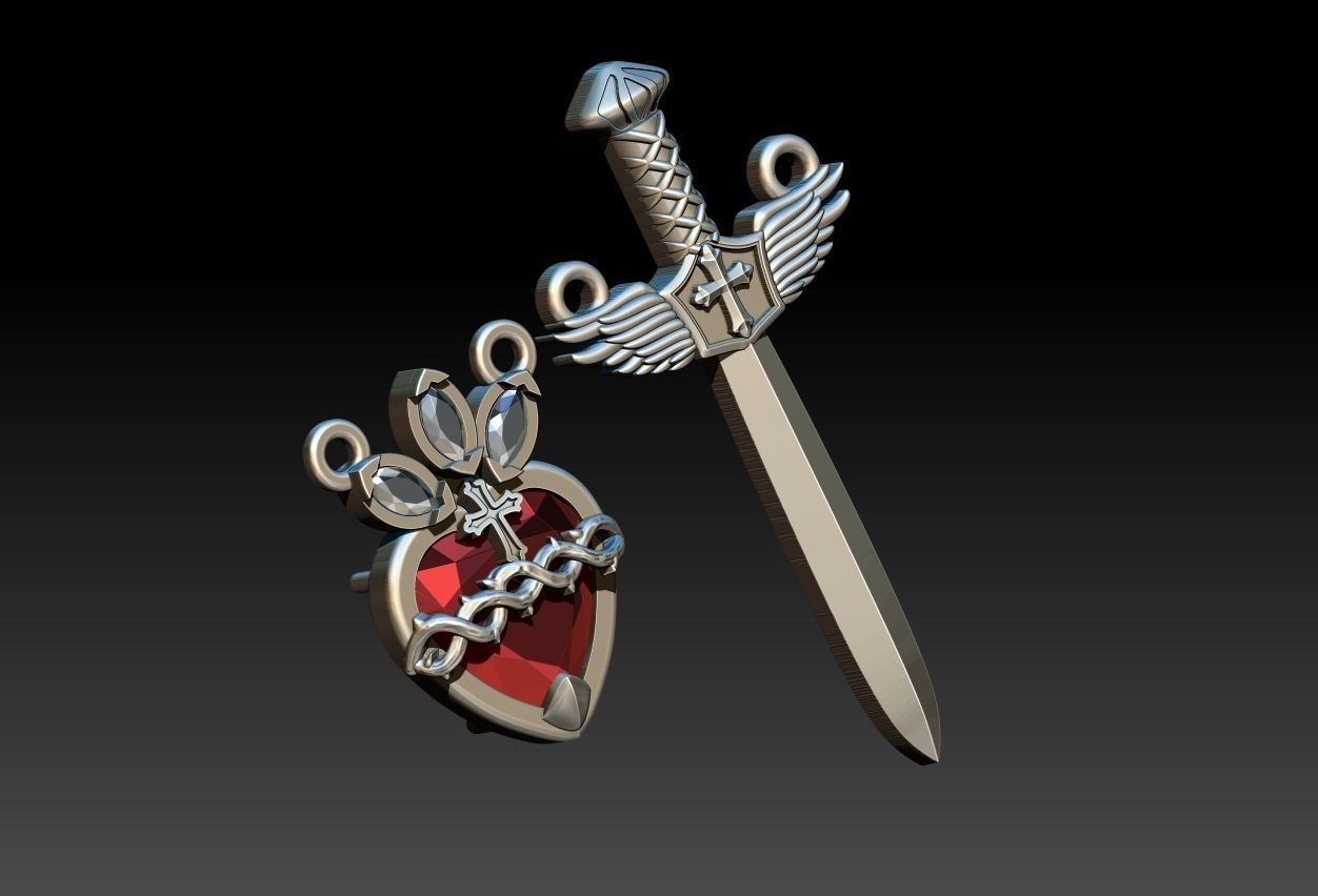 Michael Sword and Heart of Mary Scapular 3D print model_13
