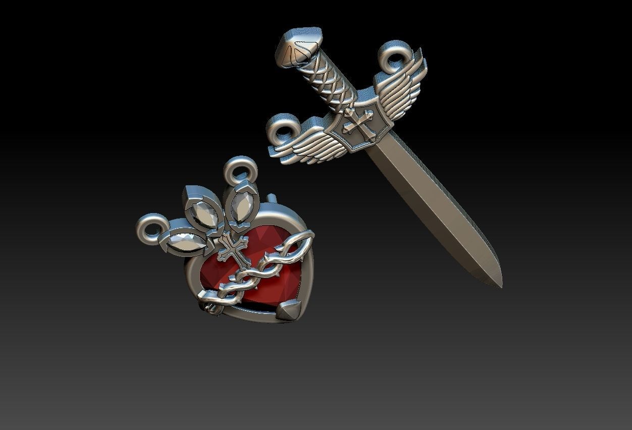 Michael Sword and Heart of Mary Scapular 3D print model_14