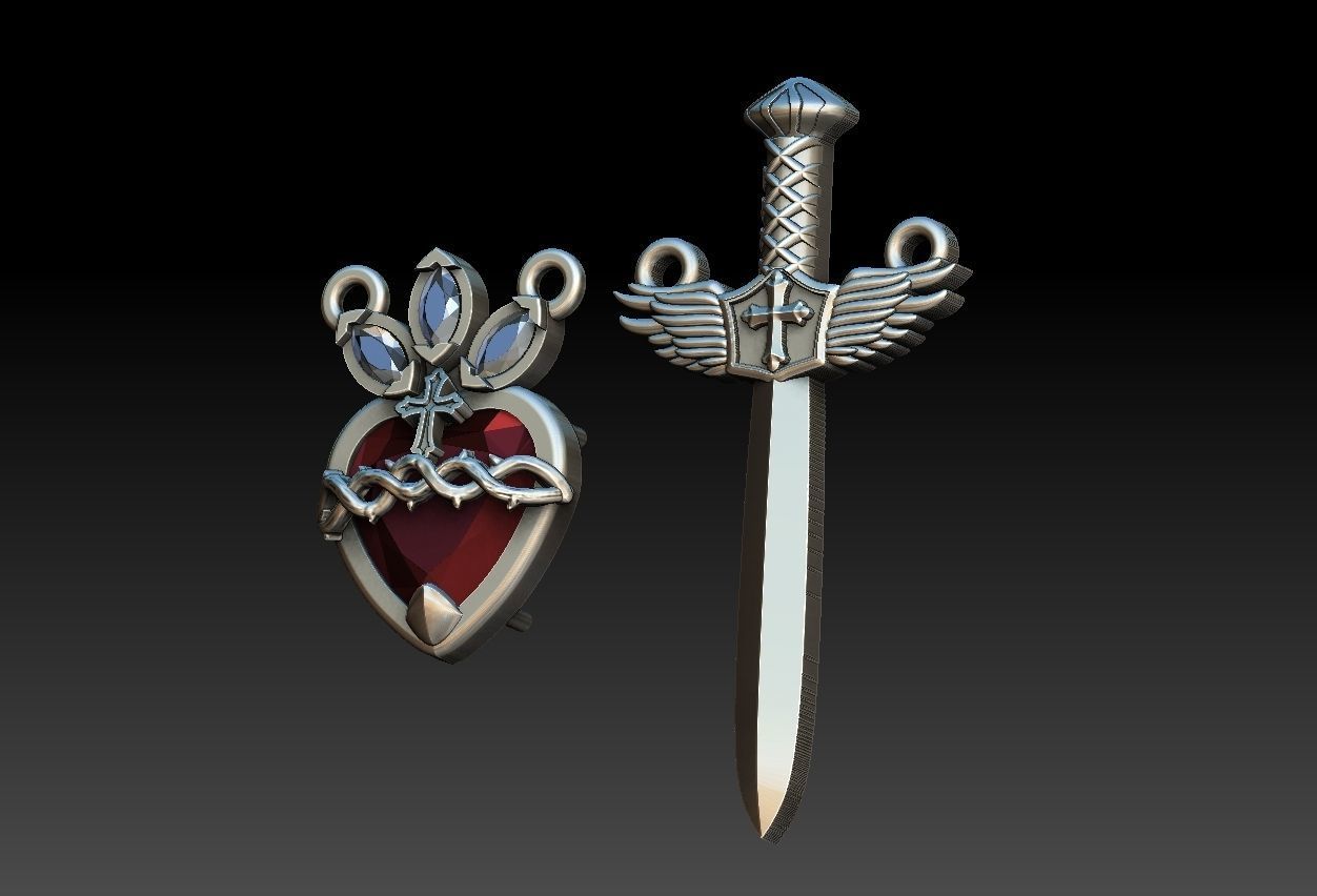 Michael Sword and Heart of Mary Scapular 3D print model_9