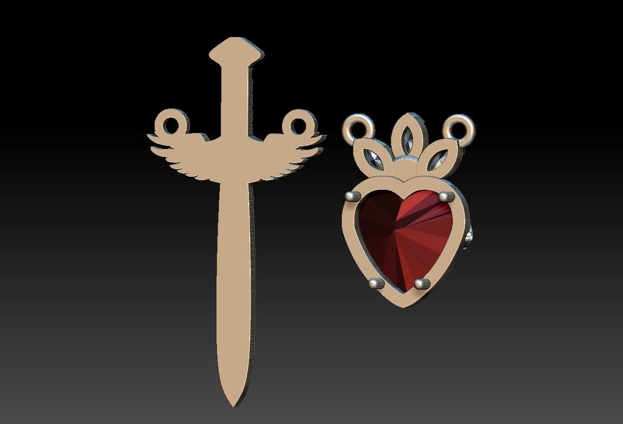 Michael Sword and Heart of Mary Scapular 3D print model_5