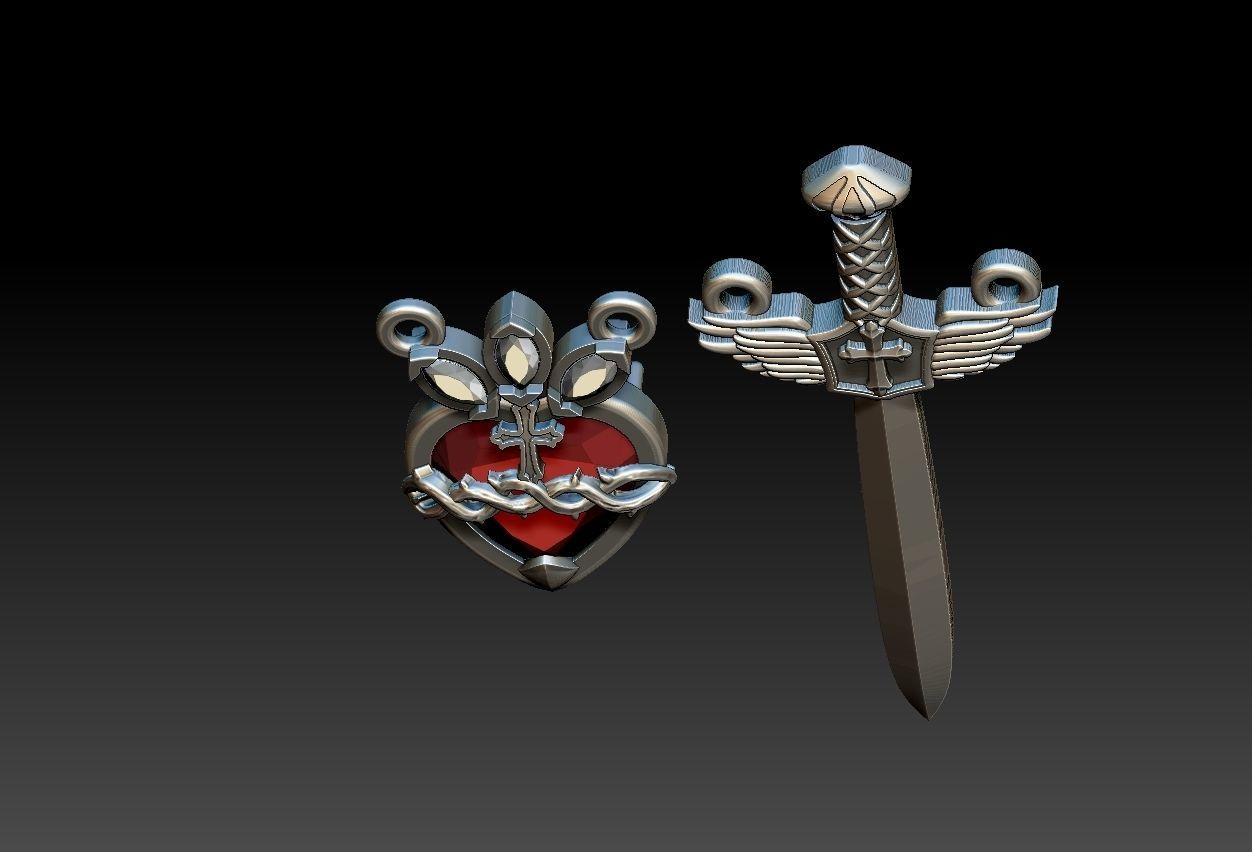 Michael Sword and Heart of Mary Scapular 3D print model_18