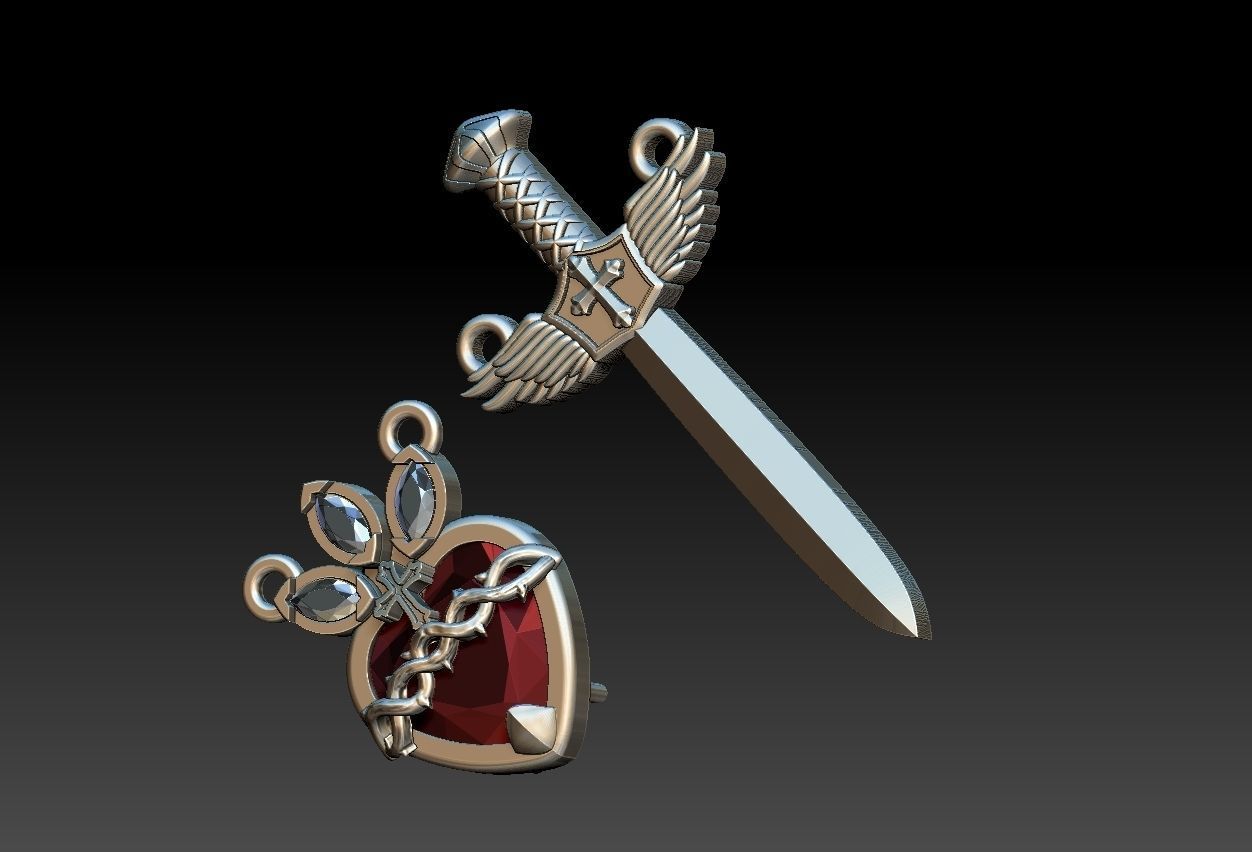 Michael Sword and Heart of Mary Scapular 3D print model_15