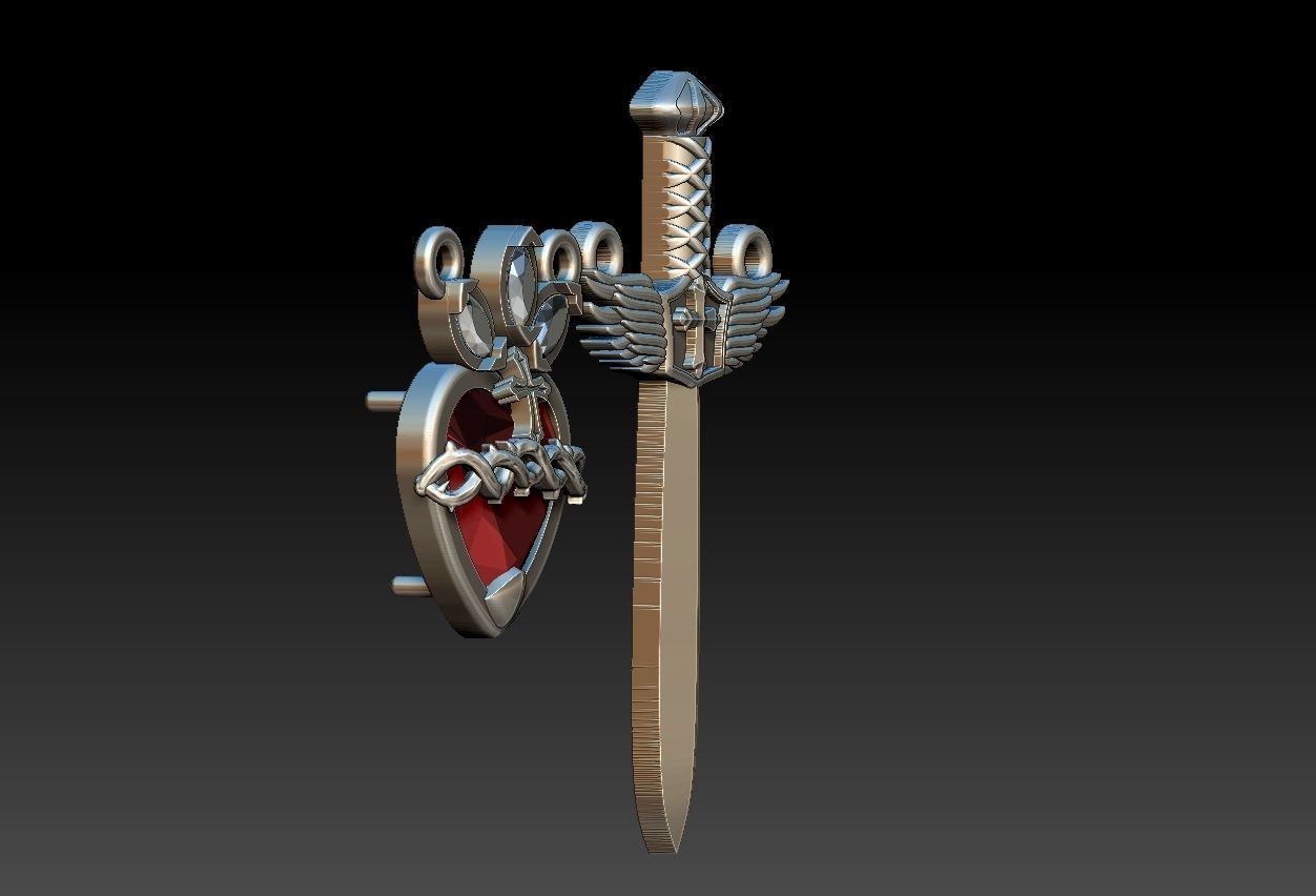 Michael Sword and Heart of Mary Scapular 3D print model_2