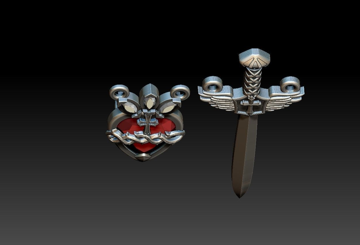 Michael Sword and Heart of Mary Scapular 3D print model_19
