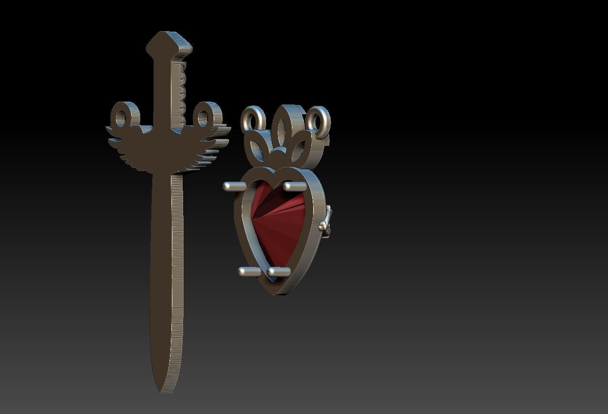 Michael Sword and Heart of Mary Scapular 3D print model_4
