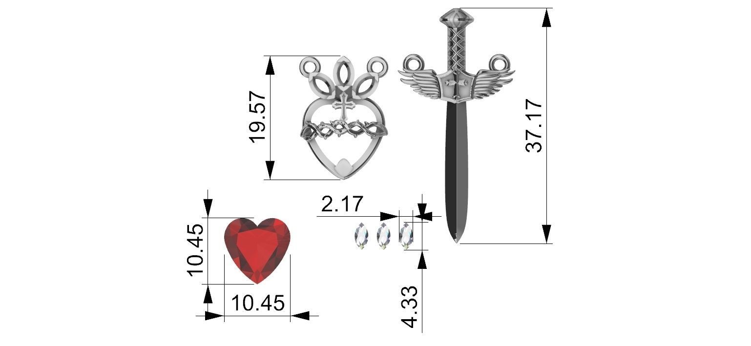 Michael Sword and Heart of Mary Scapular 3D print model_6
