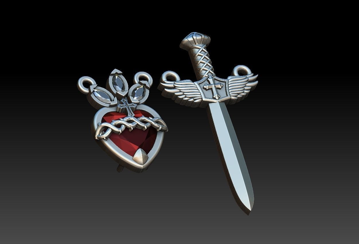 Michael Sword and Heart of Mary Scapular 3D print model_10