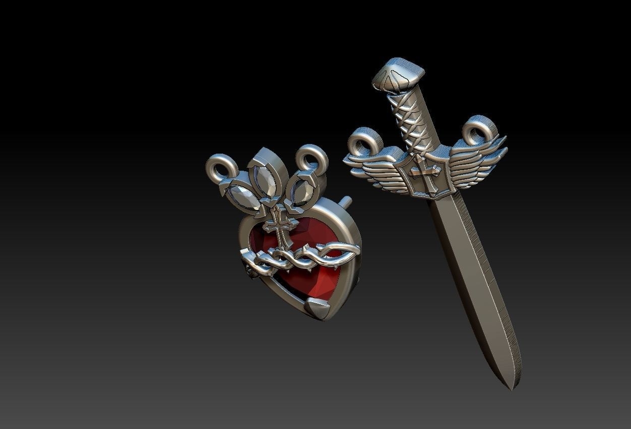 Michael Sword and Heart of Mary Scapular 3D print model_20