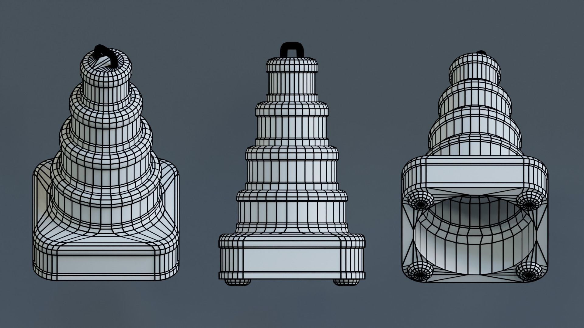 Cone bolo de noiva Low-poly 3D model_5