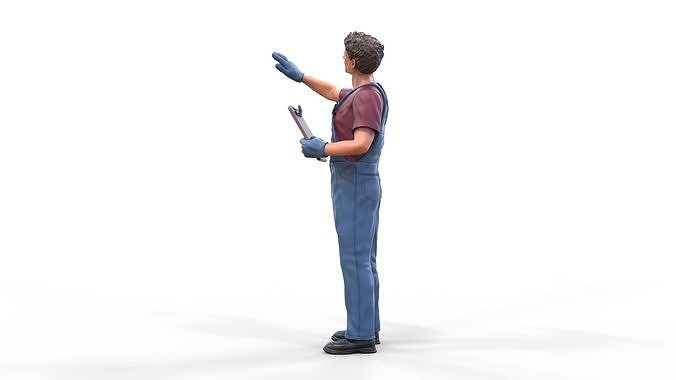 N4 Mechanic Crew working under a car or construction worker 3D print model 5