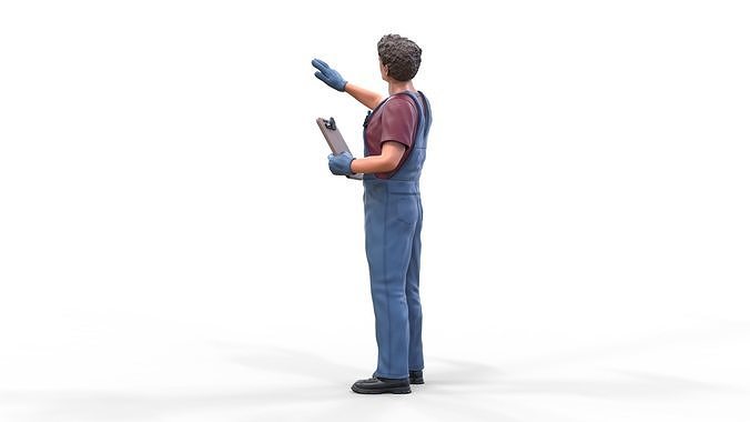 N4 Mechanic Crew working under a car or construction worker 3D print model 6