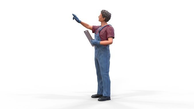 N4 Mechanic Crew working under a car or construction worker 3D print model 2