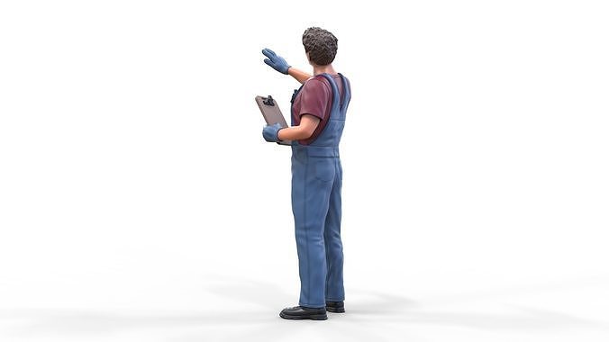 N4 Mechanic Crew working under a car or construction worker 3D print model 7