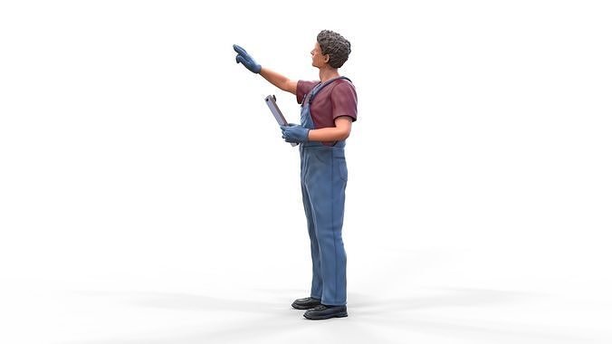 N4 Mechanic Crew working under a car or construction worker 3D print model 4