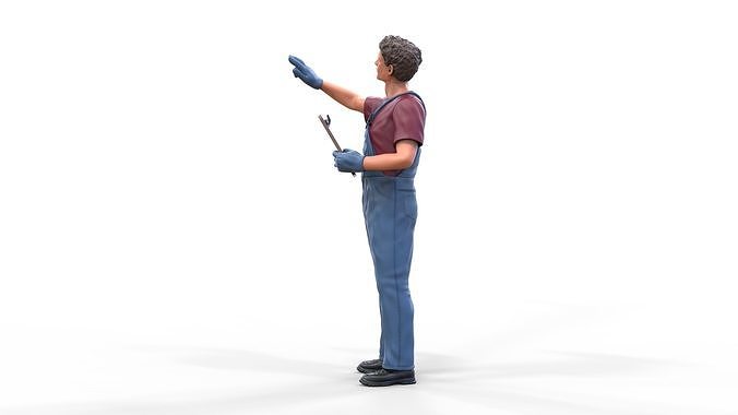 N4 Mechanic Crew working under a car or construction worker 3D print model 3