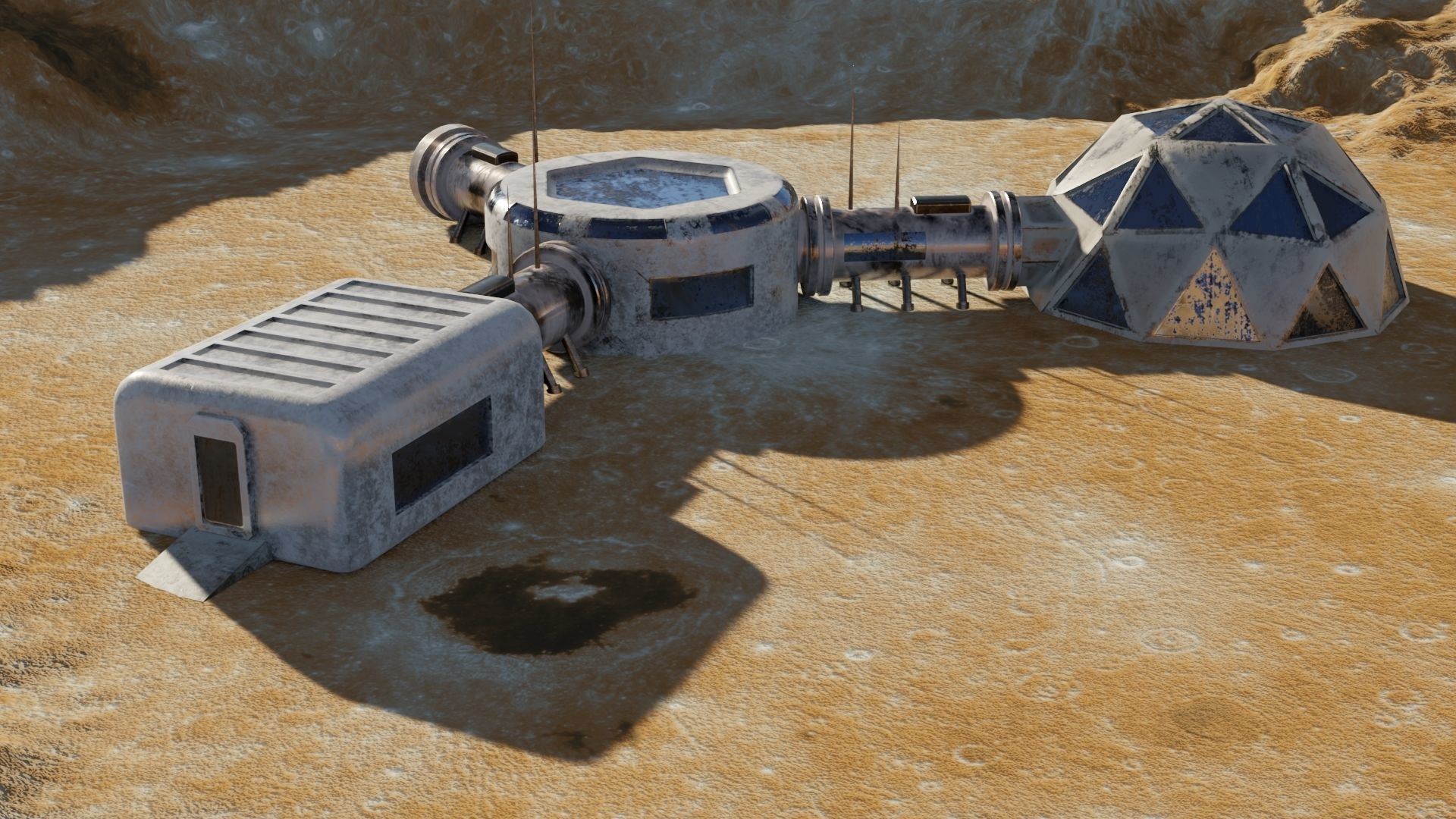 Mars base Low-poly 3D model_1