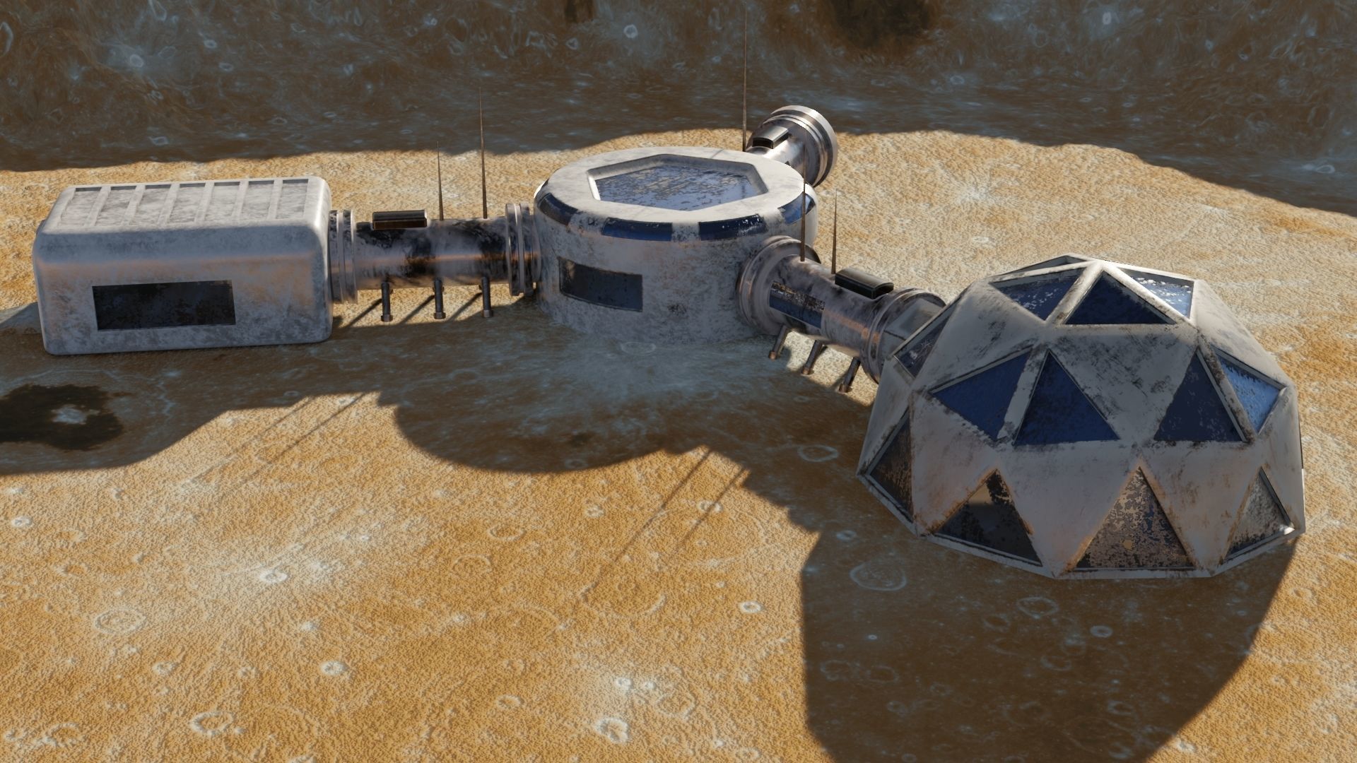 Mars base Low-poly 3D model_5