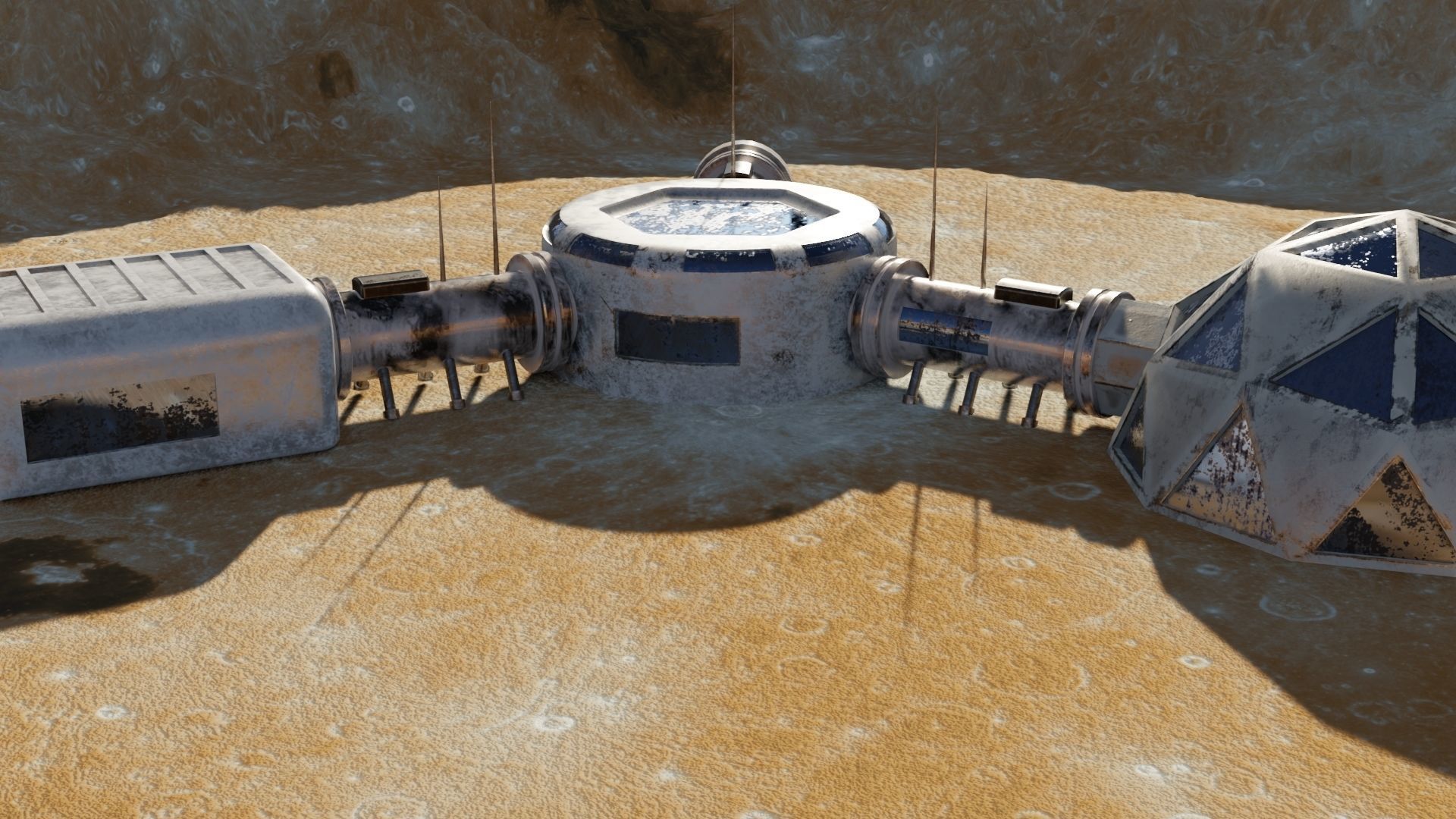 Mars base Low-poly 3D model_2