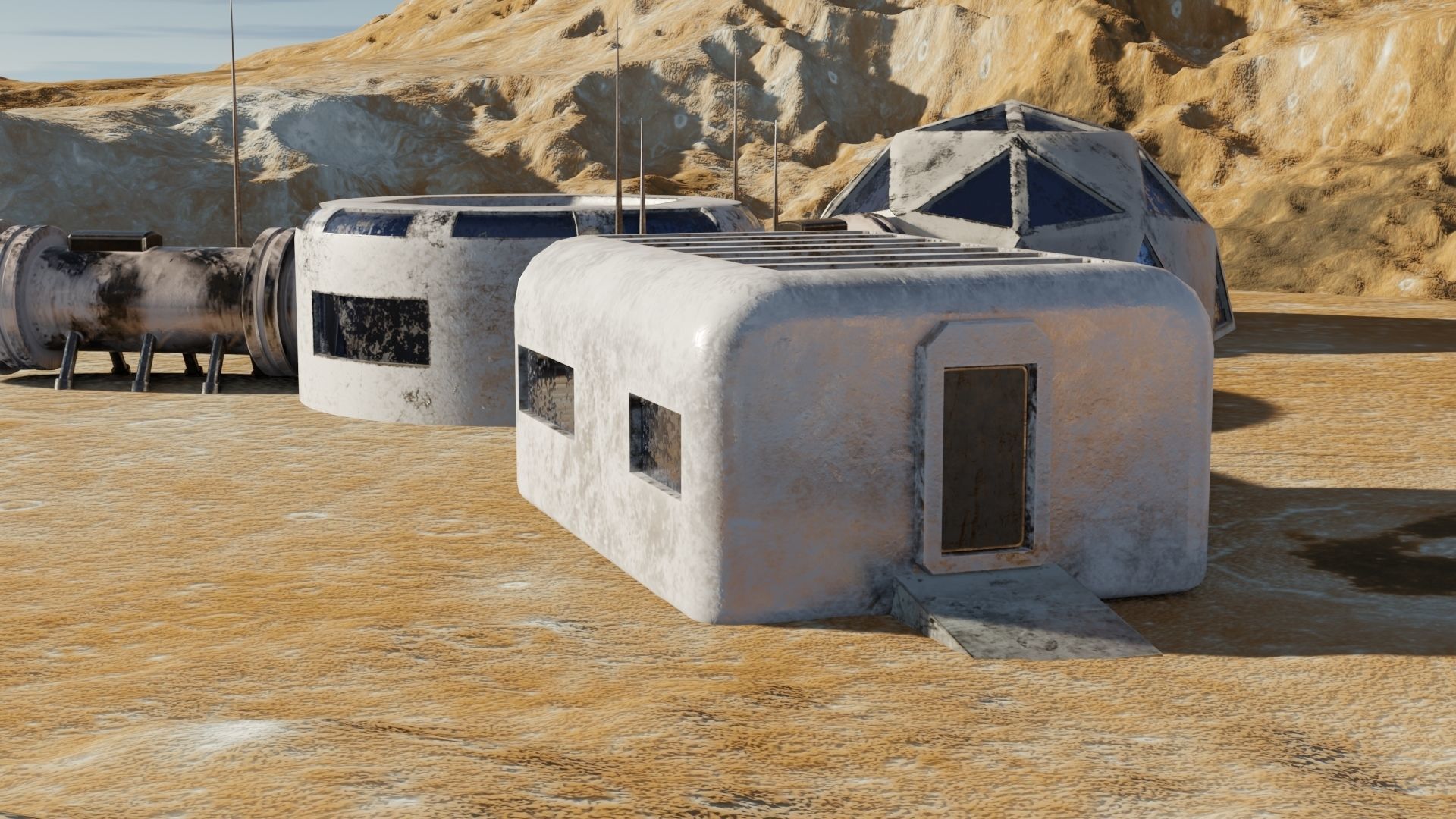 Mars base Low-poly 3D model_10