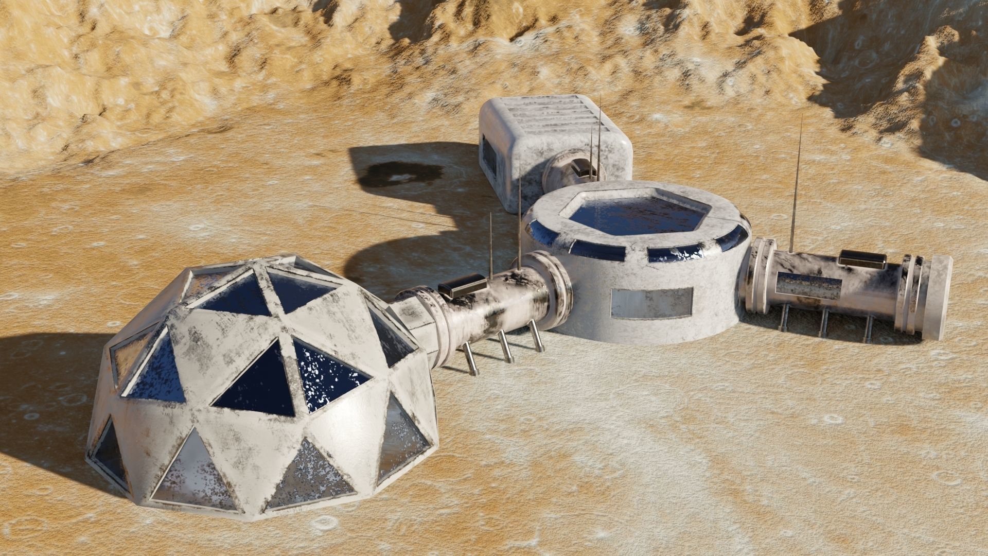 Mars base Low-poly 3D model_12