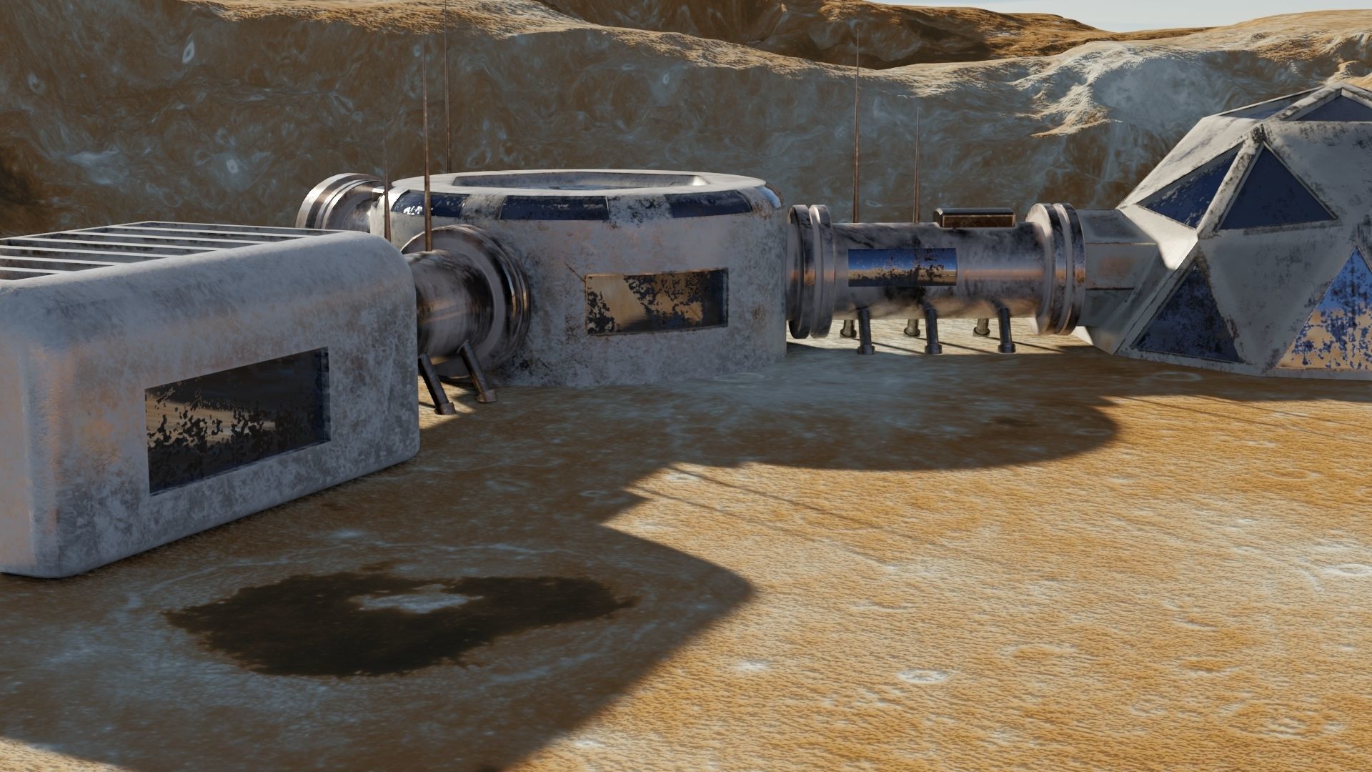 Mars base Low-poly 3D model_13