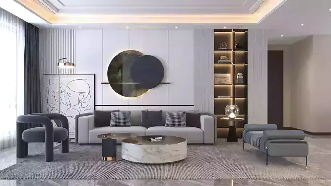 Modern Livingroom-01 3D model