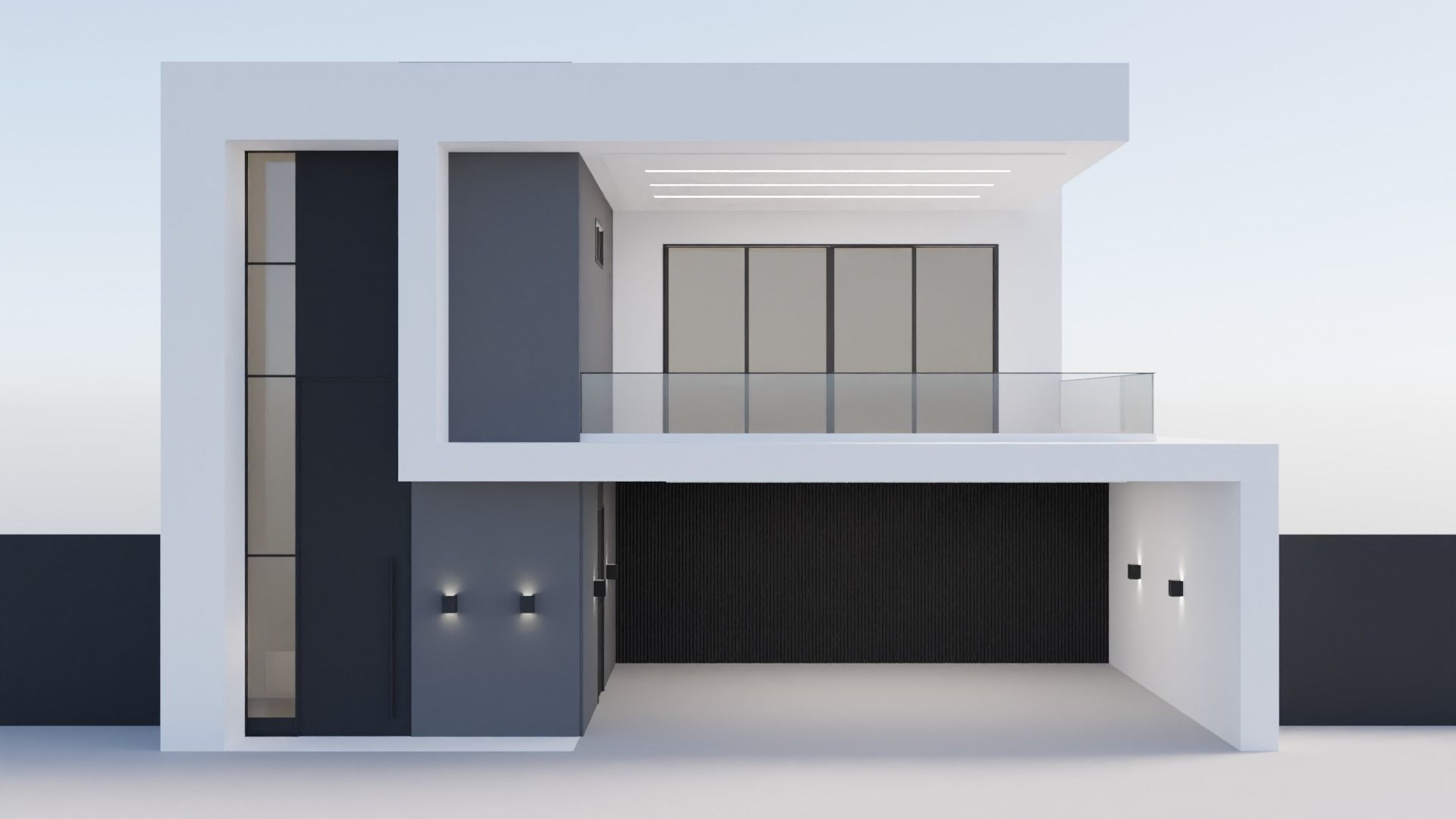 high-tech style house 3D model_2