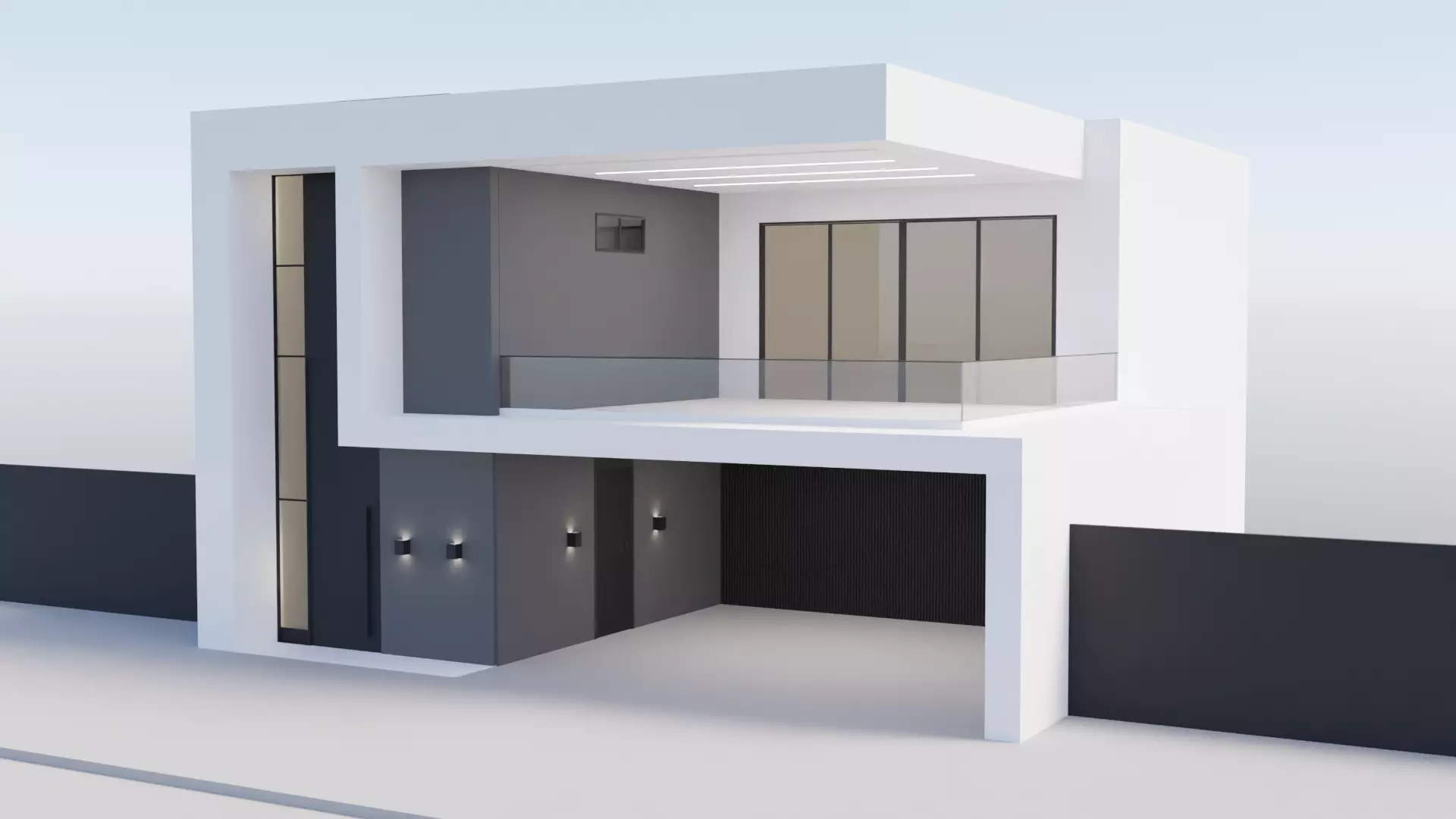 high-tech style house 3D model_0