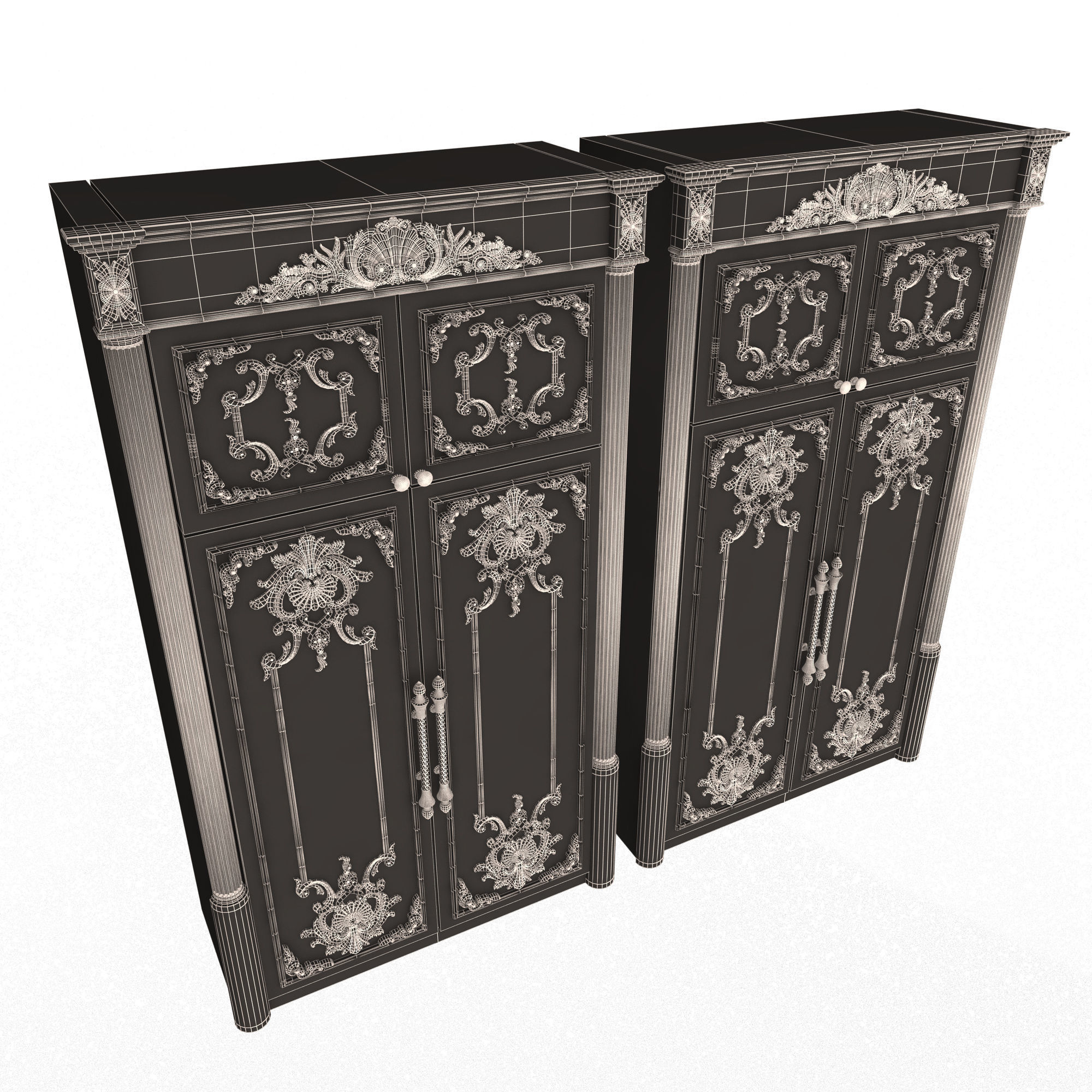 Classic Wardrobe Furniture Xudayar 01 Low-poly 3D model_13