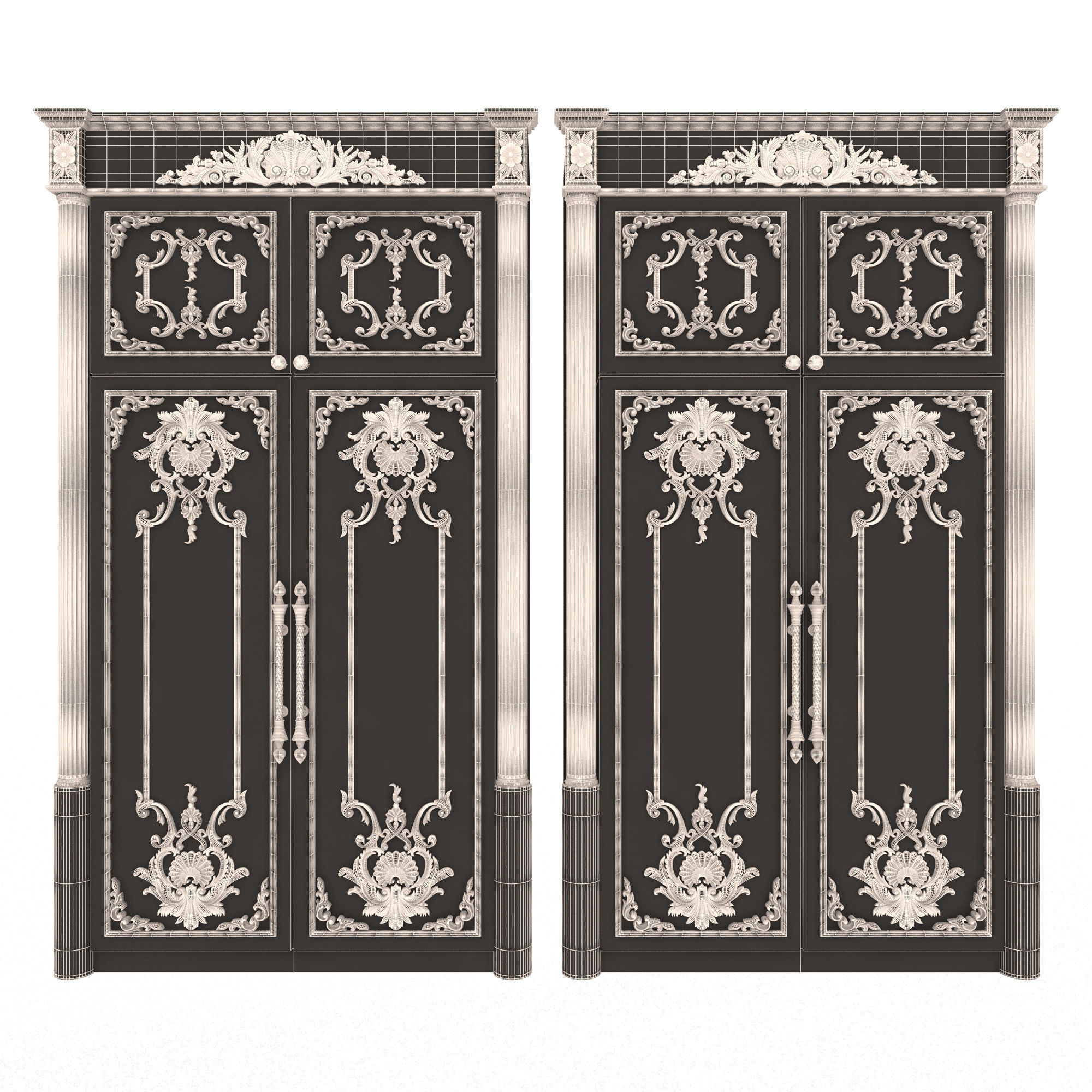 Classic Wardrobe Furniture Xudayar 01 Low-poly 3D model_6