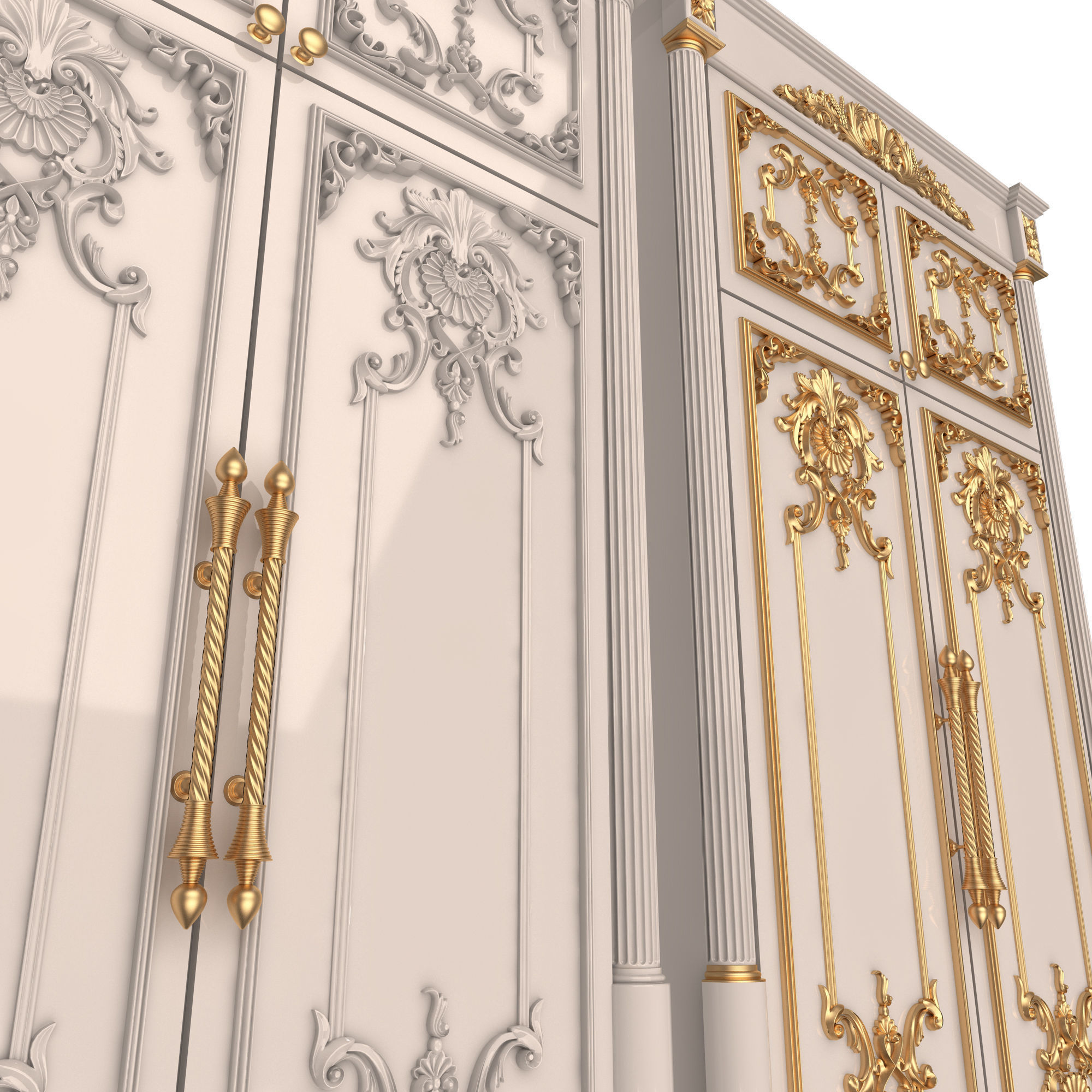 Classic Wardrobe Furniture Xudayar 01 Low-poly 3D model_3