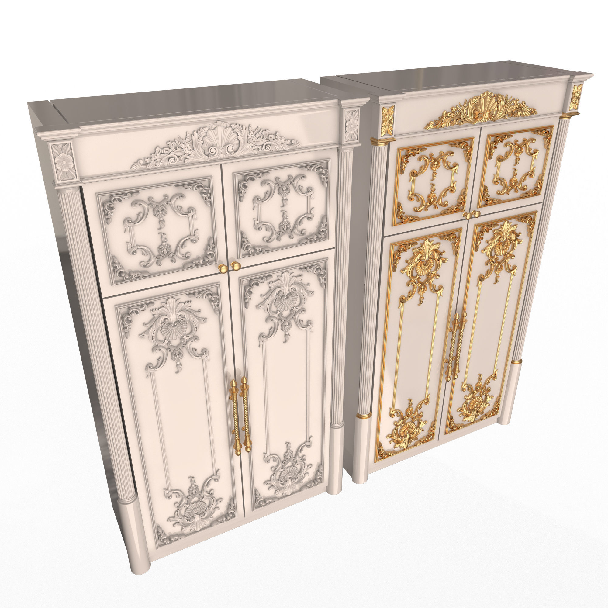 Classic Wardrobe Furniture Xudayar 01 Low-poly 3D model_1
