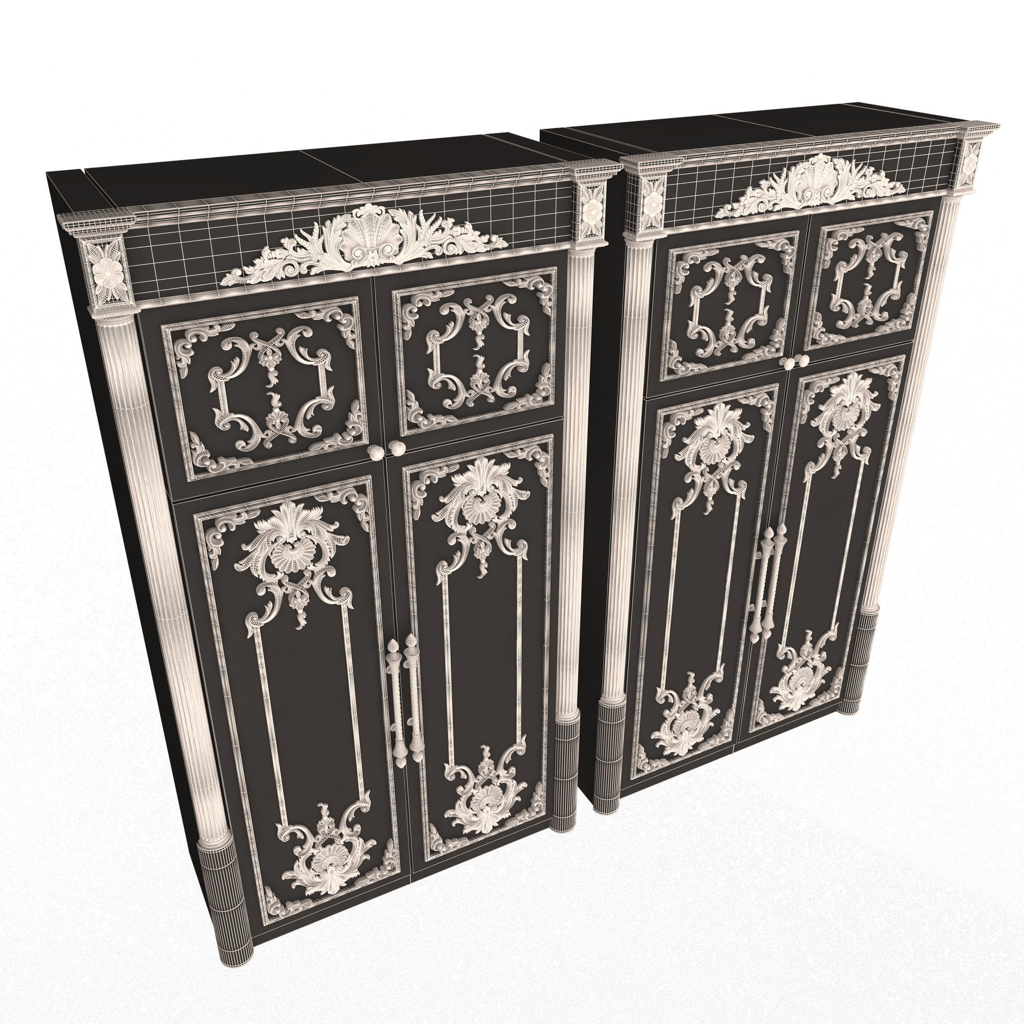 Classic Wardrobe Furniture Xudayar 01 Low-poly 3D model_7