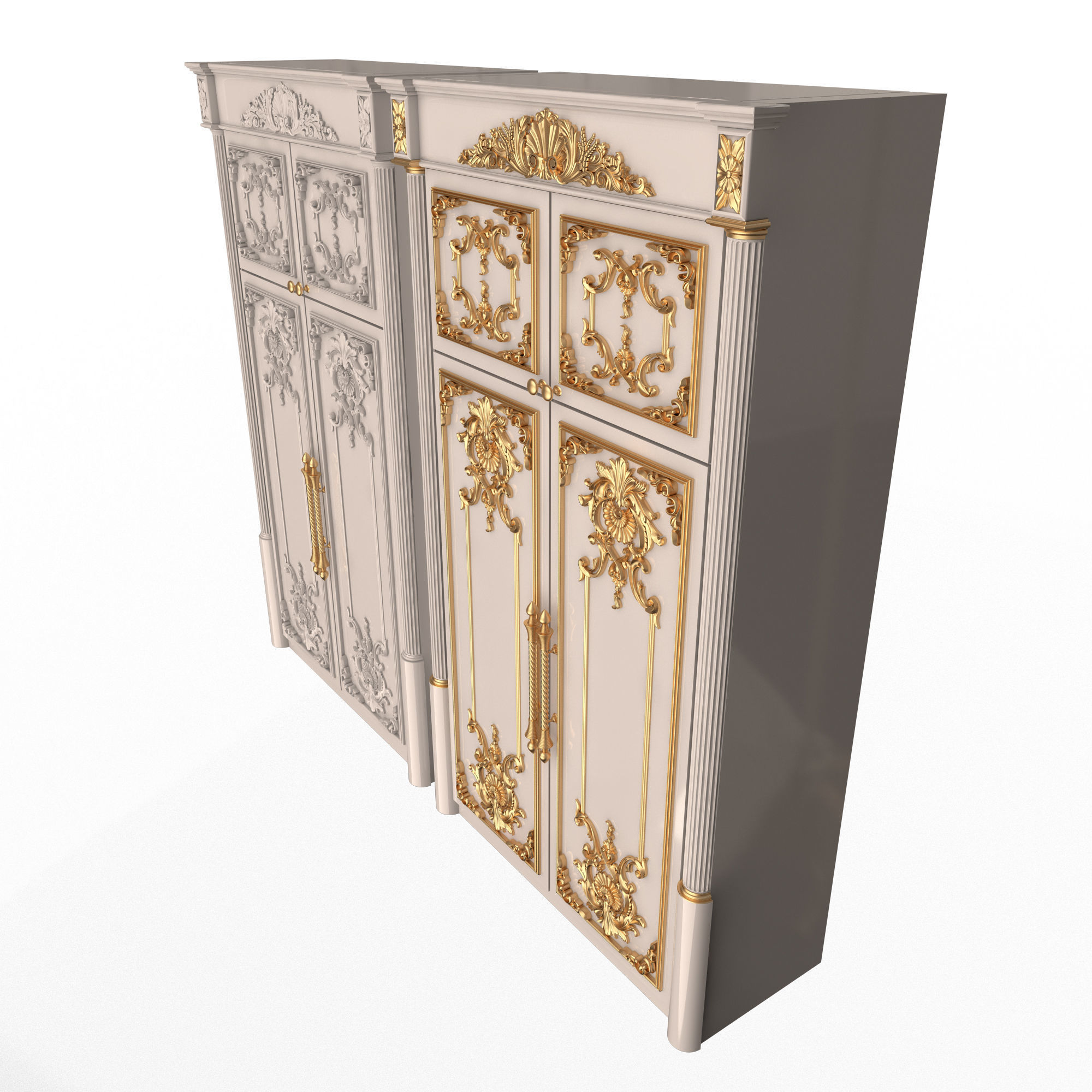 Classic Wardrobe Furniture Xudayar 01 Low-poly 3D model_2