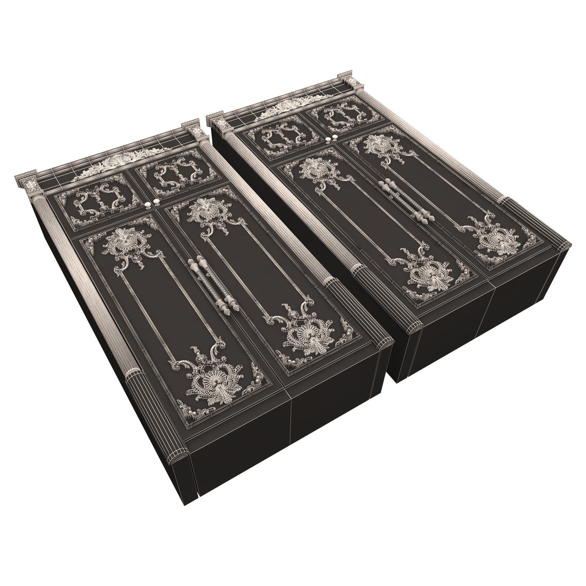 Classic Wardrobe Furniture Xudayar 01 Low-poly 3D model_17